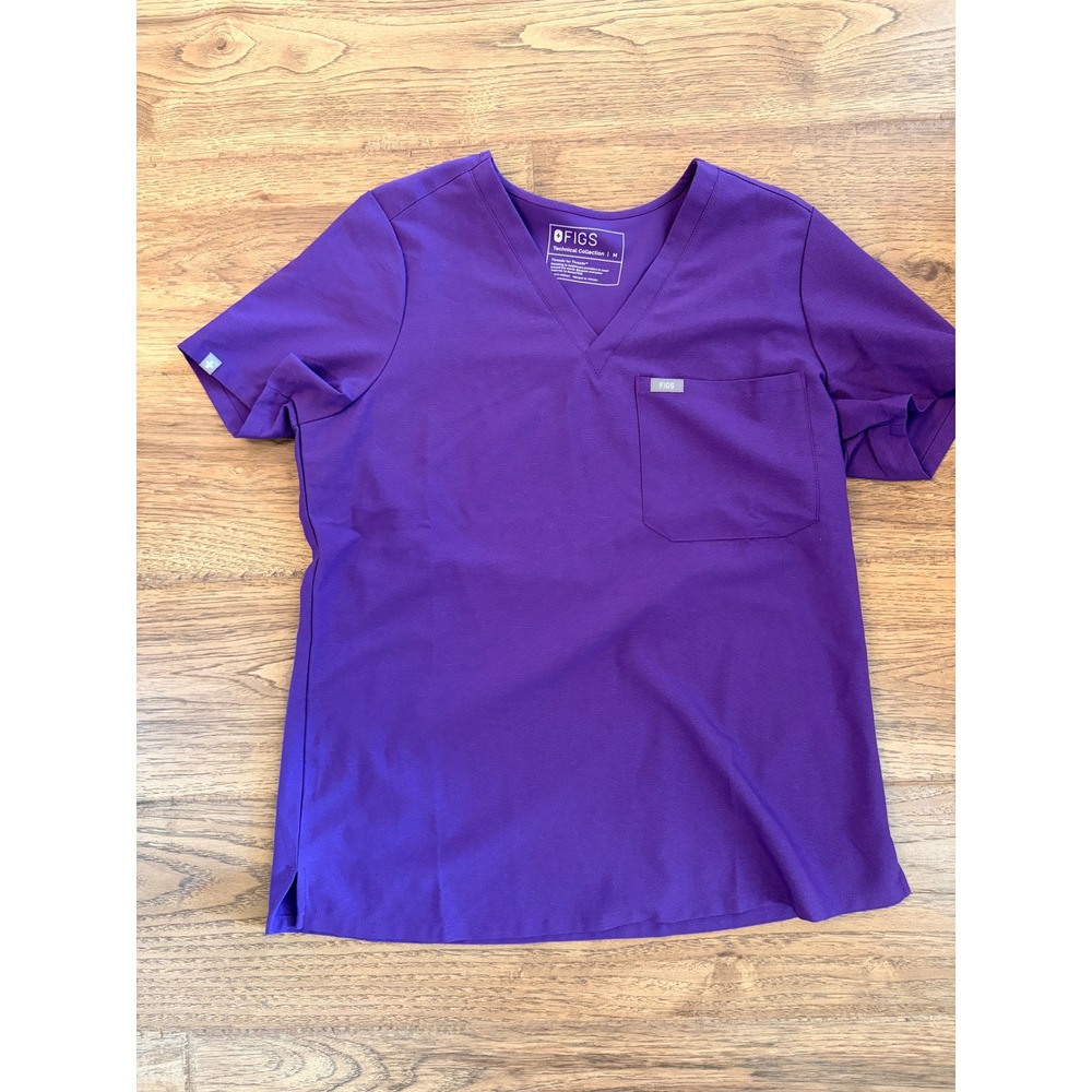 FIGS Technical Collection Digital Grape V-Neck Scrub Top Womens Medium
